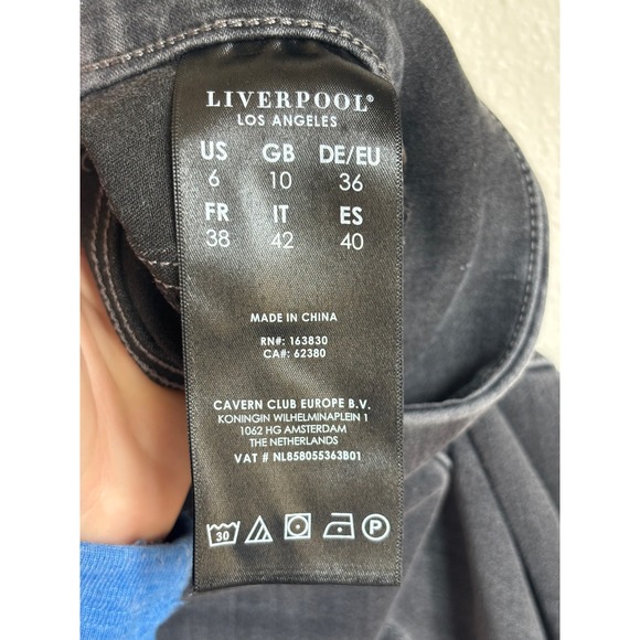 Liverpool Los Angeles The Skinny Pull On Jeans Faded Black Gray Women Size 6 - Picture 6 of 9